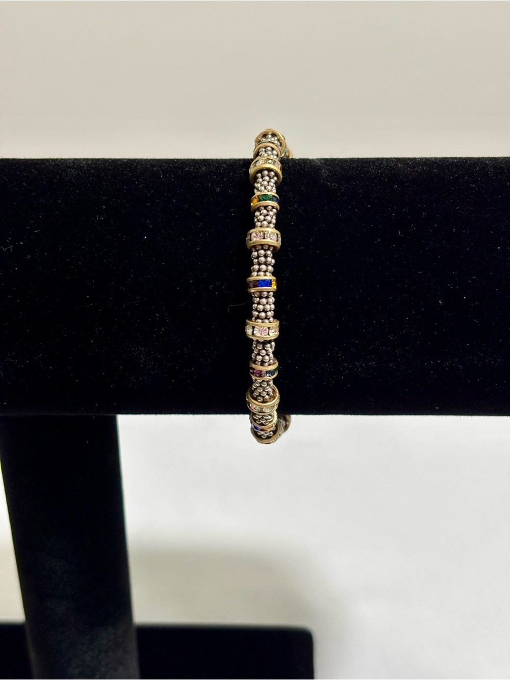 Vintage Brighton Spectrum Rondelle Beaded Bracelet Silver Plated